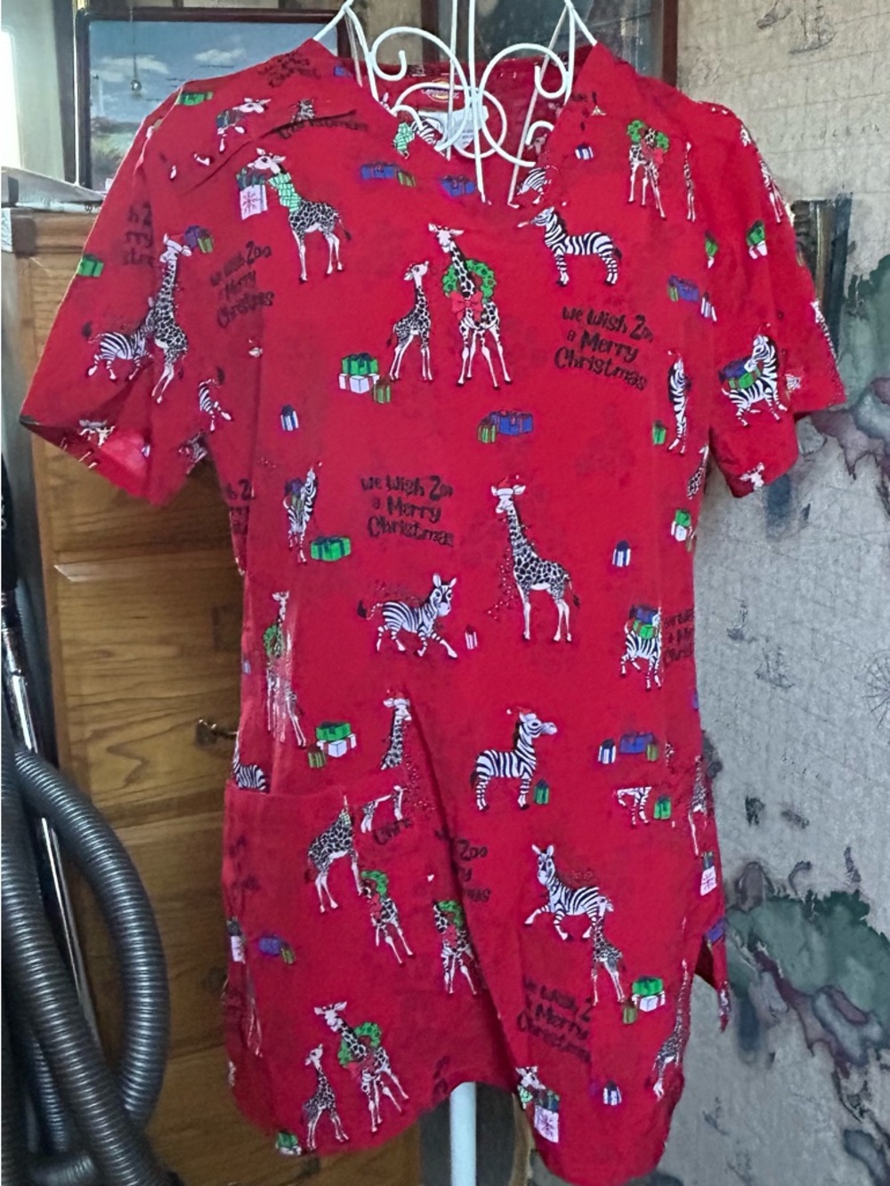 Dickies Christmas Zoo Scrub Top